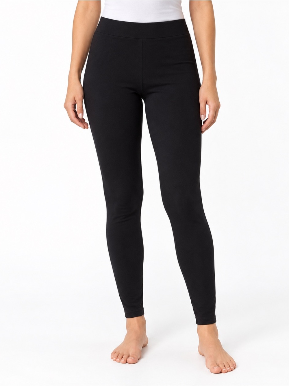 HUE Black Waistband Ultra Leggings Size Small, Basics, Stretch, Cotton Blend